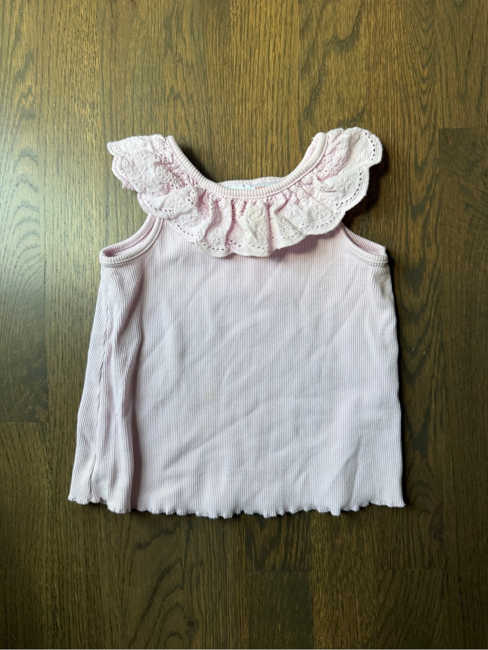 Zara Light Pink Lace Ruffle Tank Top